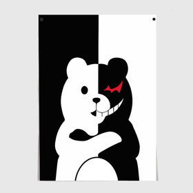 Постер с принтом MONOKUMA в Тюмени, 100% бумага
 | бумага, плотность 150 мг. Матовая, но за счет высокого коэффициента гладкости имеет небольшой блеск и дает на свету блики, но в отличии от глянцевой бумаги не покрыта лаком | anime | bear | black  white | minomi | monokuma | pink | rabbit | school | аниме | главарь | миноми | монокума | черно белый | школа