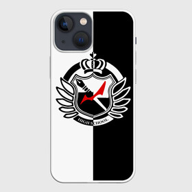 Чехол для iPhone 13 mini с принтом MONOKUMA SCHOOL с фоном в Тюмени,  |  | anime | bear | black  white | minomi | monokuma | pink | rabbit | school | аниме | главарь | миноми | монокума | черно белый | школа