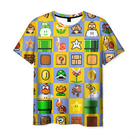 Мужская футболка 3D с принтом Super Mario Pop art в Тюмени, 100% полиэфир | прямой крой, круглый вырез горловины, длина до линии бедер | bros | donkey kong | mario | super | игра | марио | офф | спин | супер | тоад