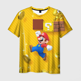 Мужская футболка 3D с принтом Супер Марио в Тюмени, 100% полиэфир | прямой крой, круглый вырез горловины, длина до линии бедер | bros | donkey kong | mario | super | игра | марио | офф | спин | супер | тоад
