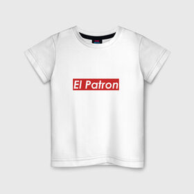 Детская футболка хлопок с принтом Patron в Тюмени, 100% хлопок | круглый вырез горловины, полуприлегающий силуэт, длина до линии бедер | Тематика изображения на принте: escobar | loving pablo | эль патрон | эскобар