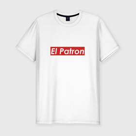 Мужская футболка премиум с принтом Patron в Тюмени, 92% хлопок, 8% лайкра | приталенный силуэт, круглый вырез ворота, длина до линии бедра, короткий рукав | escobar | loving pablo | эль патрон | эскобар