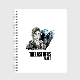 Тетрадь с принтом The last of US 2 в Тюмени, 100% бумага | 48 листов, плотность листов — 60 г/м2, плотность картонной обложки — 250 г/м2. Листы скреплены сбоку удобной пружинной спиралью. Уголки страниц и обложки скругленные. Цвет линий — светло-серый
 | Тематика изображения на принте: ellie | game | joel | naughty dog | the last of us | джоэл | одни из нас | элли