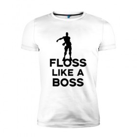 Мужская футболка премиум с принтом Floss like a boss в Тюмени, 92% хлопок, 8% лайкра | приталенный силуэт, круглый вырез ворота, длина до линии бедра, короткий рукав | dance | floss like a boss | fortnite | swag | thebackpackkid | танец