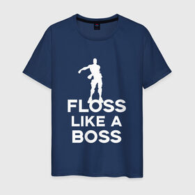 Мужская футболка хлопок с принтом Floss like a boss в Тюмени, 100% хлопок | прямой крой, круглый вырез горловины, длина до линии бедер, слегка спущенное плечо. | dance | floss like a boss | fortnite | swag | thebackpackkid | танец
