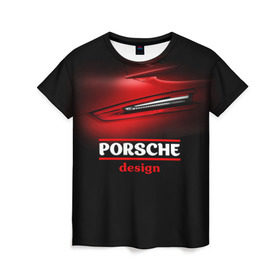 Женская футболка 3D с принтом Porsche design в Тюмени, 100% полиэфир ( синтетическое хлопкоподобное полотно) | прямой крой, круглый вырез горловины, длина до линии бедер | auto | porsche | porsche ag | авто | автомобиль | дизайн | машина | порше | суперкар | тачка
