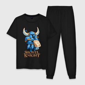 Мужская пижама хлопок с принтом Shovel Knight (2) в Тюмени, 100% хлопок | брюки и футболка прямого кроя, без карманов, на брюках мягкая резинка на поясе и по низу штанин
 | 