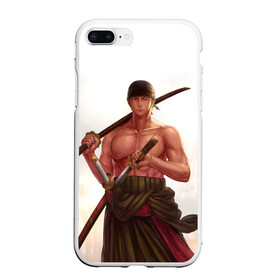 Чехол для iPhone 7Plus/8 Plus матовый с принтом One Piece - Zoro в Тюмени, Силикон | Область печати: задняя сторона чехла, без боковых панелей | большой | ван | воин | катана | куш | меч | пираты | пис | самурай