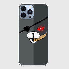 Чехол для iPhone 13 Pro Max с принтом KUROKUMA  на сером в Тюмени,  |  | anime | bear | black  white | danganronpa | kurokuma | monodam | monokuma | monomi | monotaro | pink | rabbit | school | shirokuma | аниме | главарь | мoноми | монокума | черно белый | школа