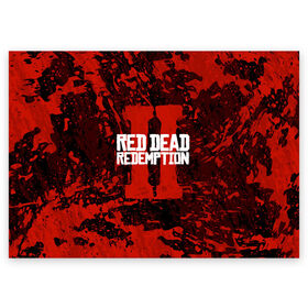 Поздравительная открытка с принтом RED DEAD REDEMPTION 2 в Тюмени, 100% бумага | плотность бумаги 280 г/м2, матовая, на обратной стороне линовка и место для марки
 | gamer | gun | logo | play | player | rdr2 | red dead redemption 2 | rockstar | western | вестерн | ковбои | компьютерные игры 2019 | криминал | лого | рокстар
