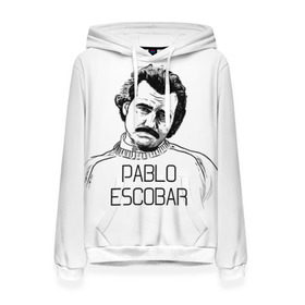 Женская толстовка 3D с принтом Pablo Escobar в Тюмени, 100% полиэстер  | двухслойный капюшон со шнурком для регулировки, мягкие манжеты на рукавах и по низу толстовки, спереди карман-кенгуру с мягким внутренним слоем. | Тематика изображения на принте: escobar | loving pablo | эскобар