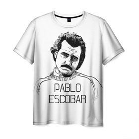 Мужская футболка 3D с принтом Pablo Escobar в Тюмени, 100% полиэфир | прямой крой, круглый вырез горловины, длина до линии бедер | escobar | loving pablo | эскобар