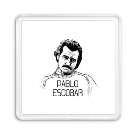 Магнит 55*55 с принтом Pablo Escobar в Тюмени, Пластик | Размер: 65*65 мм; Размер печати: 55*55 мм | Тематика изображения на принте: escobar | loving pablo | эскобар