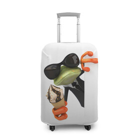 Чехол для чемодана 3D с принтом Агент легушач в Тюмени, 86% полиэфир, 14% спандекс | двустороннее нанесение принта, прорези для ручек и колес | агент | легушач | лягушка | мороженное