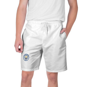 Мужские шорты 3D с принтом Манчестер Сити домашняя в Тюмени,  полиэстер 100% | прямой крой, два кармана без застежек по бокам. Мягкая трикотажная резинка на поясе, внутри которой широкие завязки. Длина чуть выше колен | city | manchester | ман сити | манчестер | сити | футбол