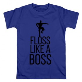 Мужская футболка хлопок с принтом FLOSS LIKE A BOSS в Тюмени, 100% хлопок | прямой крой, круглый вырез горловины, длина до линии бедер, слегка спущенное плечо. | 