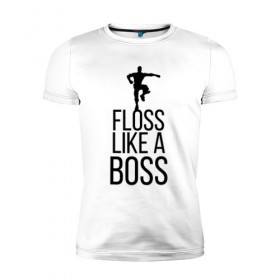 Мужская футболка премиум с принтом FLOSS LIKE A BOSS в Тюмени, 92% хлопок, 8% лайкра | приталенный силуэт, круглый вырез ворота, длина до линии бедра, короткий рукав | 