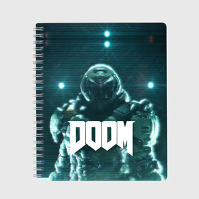 Тетрадь с принтом DOOM в Тюмени, 100% бумага | 48 листов, плотность листов — 60 г/м2, плотность картонной обложки — 250 г/м2. Листы скреплены сбоку удобной пружинной спиралью. Уголки страниц и обложки скругленные. Цвет линий — светло-серый
 | demon | devil | doom | doom vfr | evil | game | mars | red | демон | дум | игры | космос | красная планета | марс | пришельцы