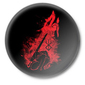 Значок с принтом BERSERK в Тюмени,  металл | круглая форма, металлическая застежка в виде булавки | anime | berserk | heroes | knight | manga | аниме | берсерк | герои | манга | рыцарь