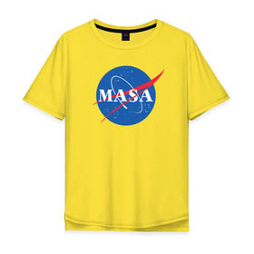 Мужская футболка хлопок Oversize с принтом Маша (NASA) в Тюмени, 100% хлопок | свободный крой, круглый ворот, “спинка” длиннее передней части | Тематика изображения на принте: nasa | космос | маша