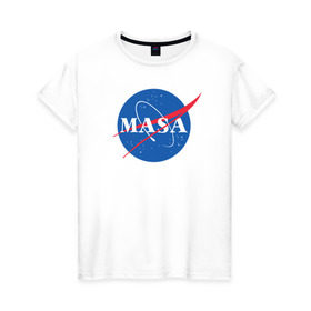 Женская футболка хлопок с принтом Маша (NASA) в Тюмени, 100% хлопок | прямой крой, круглый вырез горловины, длина до линии бедер, слегка спущенное плечо | Тематика изображения на принте: nasa | космос | маша