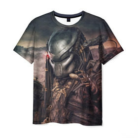Мужская футболка 3D с принтом Хищник | Predator в Тюмени, 100% полиэфир | прямой крой, круглый вырез горловины, длина до линии бедер | predator | хищник | шейн блэк