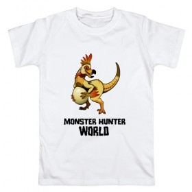 Мужская футболка хлопок с принтом Monster Hunter: World в Тюмени, 100% хлопок | прямой крой, круглый вырез горловины, длина до линии бедер, слегка спущенное плечо. | monster hunter: world