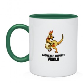Кружка двухцветная с принтом Monster Hunter: World в Тюмени, керамика | объем — 330 мл, диаметр — 80 мм. Цветная ручка и кайма сверху, в некоторых цветах — вся внутренняя часть | monster hunter: world