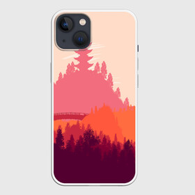Чехол для iPhone 13 с принтом Firewatch в Тюмени,  |  | campo santo | firewatch | арт | вечер | вид | горы | закат | игра | лес | озеро | олень | пейзаж | пожарный дозор | солнце | холмы