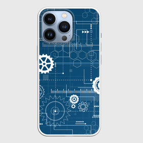 Чехол для iPhone 13 Pro с принтом Механика в Тюмени,  |  | детали | механизм | механик | схема | чертеж | шестеренки