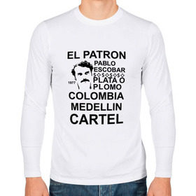 Мужской лонгслив хлопок с принтом Pablo Escobar в Тюмени, 100% хлопок |  | escobar | loving pablo | эскобар