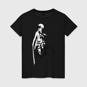 Женская футболка хлопок с принтом Mikasa Ackerman в Тюмени, 100% хлопок | прямой крой, круглый вырез горловины, длина до линии бедер, слегка спущенное плечо | mikasa | микаса