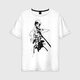 Женская футболка хлопок Oversize с принтом Mikasa Ackerman в Тюмени, 100% хлопок | свободный крой, круглый ворот, спущенный рукав, длина до линии бедер
 | mikasa | микаса