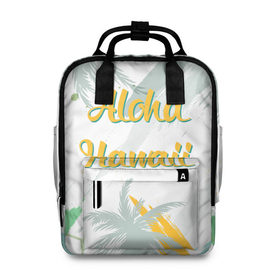 Женский рюкзак 3D с принтом Aloha Hawaii в Тюмени, 100% полиэстер | лямки с регулируемой длиной, сверху ручки, чтобы рюкзак нести как сумку. Основное отделение закрывается на молнию, как и внешний карман. Внутри два дополнительных кармана, один из которых закрывается на молнию. По бокам два дополнительных кармашка, куда поместится маленькая бутылочка
 | aloha | summer | sun | travel | гавайи | лето | путешествия
