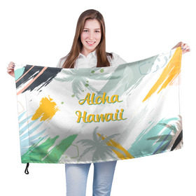 Флаг 3D с принтом Aloha Hawaii в Тюмени, 100% полиэстер | плотность ткани — 95 г/м2, размер — 67 х 109 см. Принт наносится с одной стороны | aloha | summer | sun | travel | гавайи | лето | путешествия