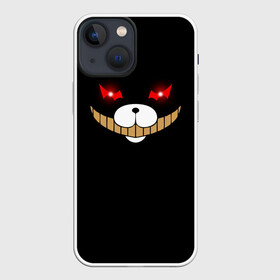 Чехол для iPhone 13 mini с принтом KUROKUMA на черном в Тюмени,  |  | anime | bear | black  white | danganronpa | kurokuma | monodam | monokuma | monomi | monotaro | pink | rabbit | school | shirokuma | аниме | главарь | мoноми | монокума | черно белый | школа