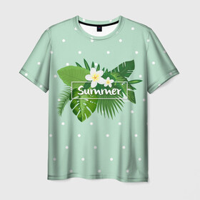 Мужская футболка 3D с принтом Summer в Тюмени, 100% полиэфир | прямой крой, круглый вырез горловины, длина до линии бедер | flowers | summer | лето | тропики | цветы