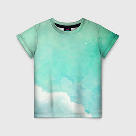 Детская футболка 3D с принтом Облако в Тюмени, 100% гипоаллергенный полиэфир | прямой крой, круглый вырез горловины, длина до линии бедер, чуть спущенное плечо, ткань немного тянется | абстракт | вектор | звезды | зеленый | красиво | небо | облако | синий | узор