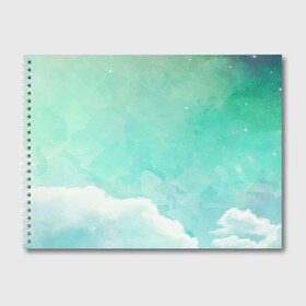 Альбом для рисования с принтом Облако в Тюмени, 100% бумага
 | матовая бумага, плотность 200 мг. | Тематика изображения на принте: абстракт | вектор | звезды | зеленый | красиво | небо | облако | синий | узор