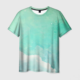 Мужская футболка 3D с принтом Облако в Тюмени, 100% полиэфир | прямой крой, круглый вырез горловины, длина до линии бедер | Тематика изображения на принте: абстракт | вектор | звезды | зеленый | красиво | небо | облако | синий | узор