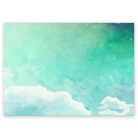 Поздравительная открытка с принтом Облако в Тюмени, 100% бумага | плотность бумаги 280 г/м2, матовая, на обратной стороне линовка и место для марки
 | Тематика изображения на принте: абстракт | вектор | звезды | зеленый | красиво | небо | облако | синий | узор