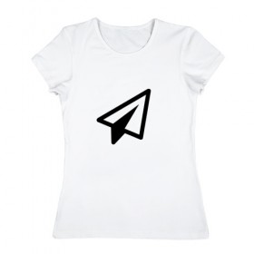Женская футболка хлопок с принтом Самолетик в Тюмени, 100% хлопок | прямой крой, круглый вырез горловины, длина до линии бедер, слегка спущенное плечо | геометрия | иконка | минимализм | самолетик | сообщение | треугольники | ярлык