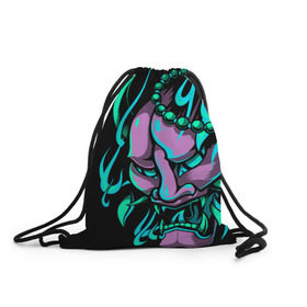 Рюкзак-мешок 3D с принтом Демон Они в Тюмени, 100% полиэстер | плотность ткани — 200 г/м2, размер — 35 х 45 см; лямки — толстые шнурки, застежка на шнуровке, без карманов и подкладки | demon | demons | japan | manga | oni | китай | манга | мифология