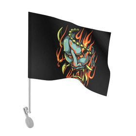 Флаг для автомобиля с принтом Демон Они в Тюмени, 100% полиэстер | Размер: 30*21 см | demon | demons | japan | manga | oni | китай | манга | мифология