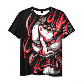 Мужская футболка 3D с принтом Демон Они в Тюмени, 100% полиэфир | прямой крой, круглый вырез горловины, длина до линии бедер | demon | demons | japan | manga | oni | китай | манга | мифология