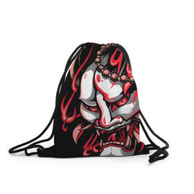 Рюкзак-мешок 3D с принтом Демон Они в Тюмени, 100% полиэстер | плотность ткани — 200 г/м2, размер — 35 х 45 см; лямки — толстые шнурки, застежка на шнуровке, без карманов и подкладки | demon | demons | japan | manga | oni | китай | манга | мифология