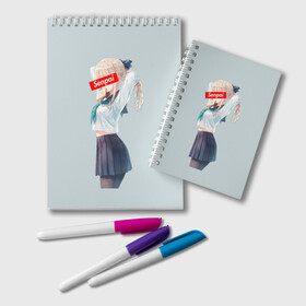 Блокнот с принтом Семпай в Тюмени, 100% бумага | 48 листов, плотность листов — 60 г/м2, плотность картонной обложки — 250 г/м2. Листы скреплены удобной пружинной спиралью. Цвет линий — светло-серый
 | anime girl | senpai | манга | семпай | япония