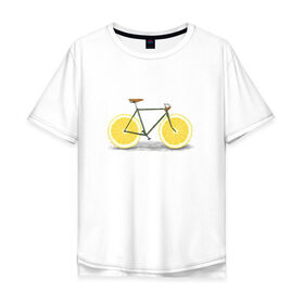 Мужская футболка хлопок Oversize с принтом Велосипед в Тюмени, 100% хлопок | свободный крой, круглый ворот, “спинка” длиннее передней части | Тематика изображения на принте: bike | вело | велосипед | лимон