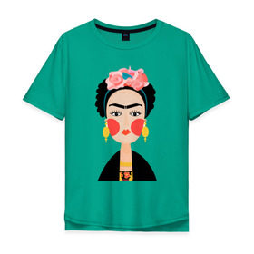 Мужская футболка хлопок Oversize с принтом Фрида Кало в Тюмени, 100% хлопок | свободный крой, круглый ворот, “спинка” длиннее передней части | frida kahlo de rivera | фрида кало