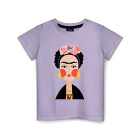 Детская футболка хлопок с принтом Фрида Кало в Тюмени, 100% хлопок | круглый вырез горловины, полуприлегающий силуэт, длина до линии бедер | frida kahlo de rivera | фрида кало
